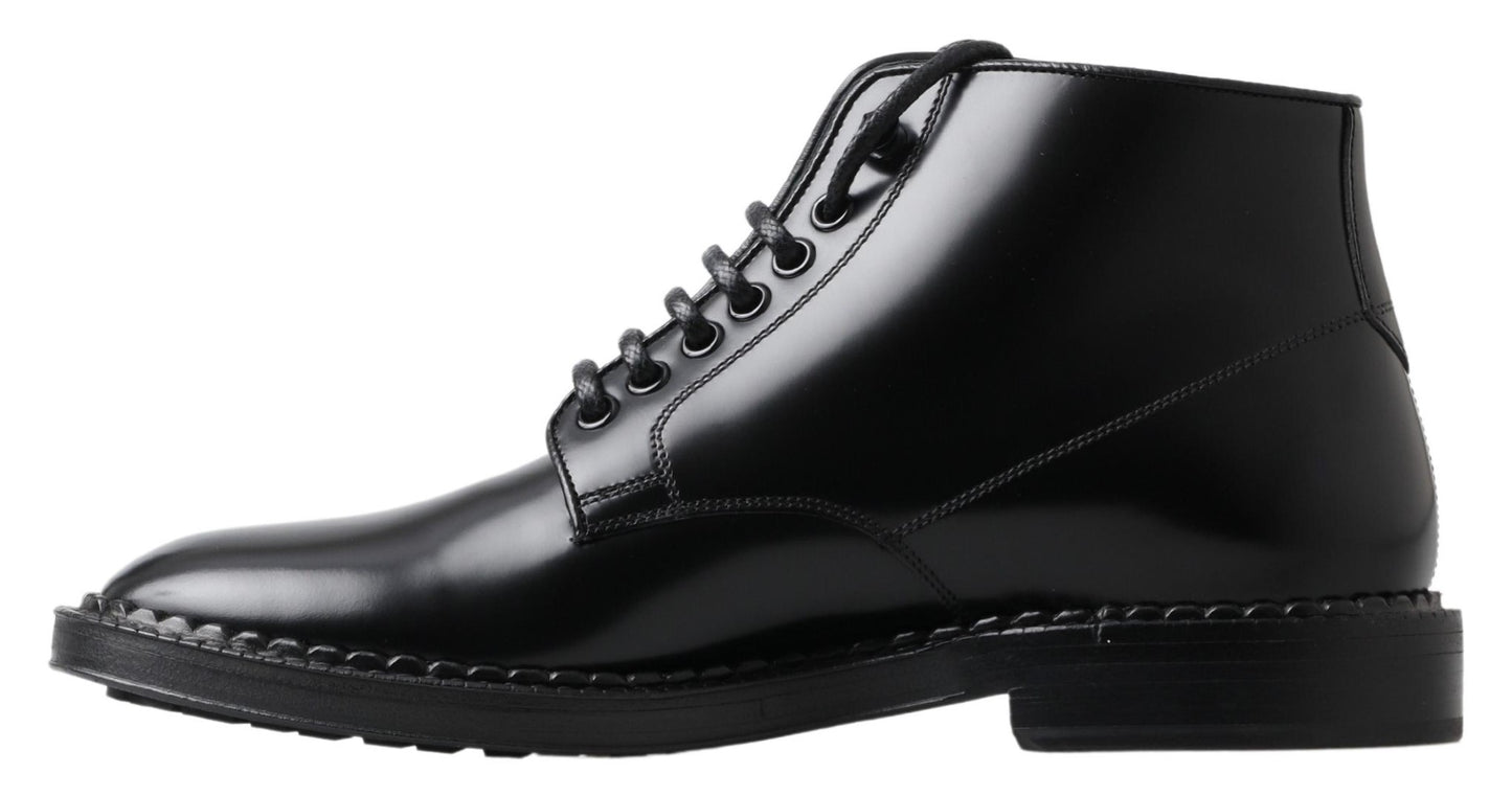 Elegant Black Leather Men's Boots