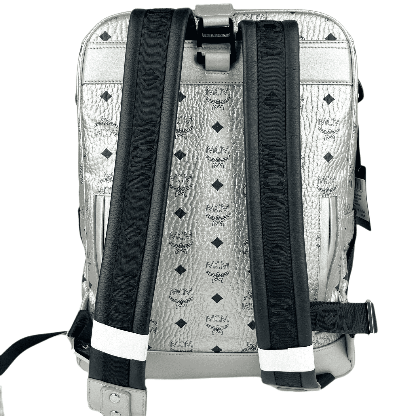 MCM Women Jemison 2in1 Silver Visetos Medium Backpack Belt Bag
