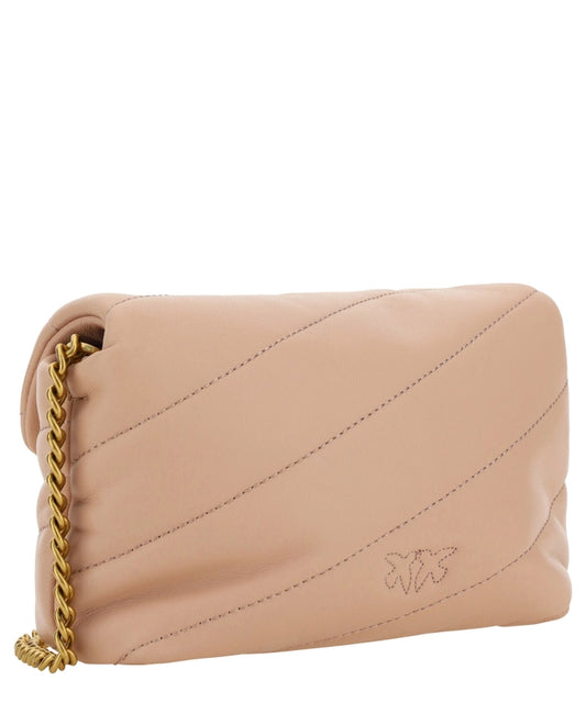 Chic Blush Quilted Crossbody Love Puff Bag