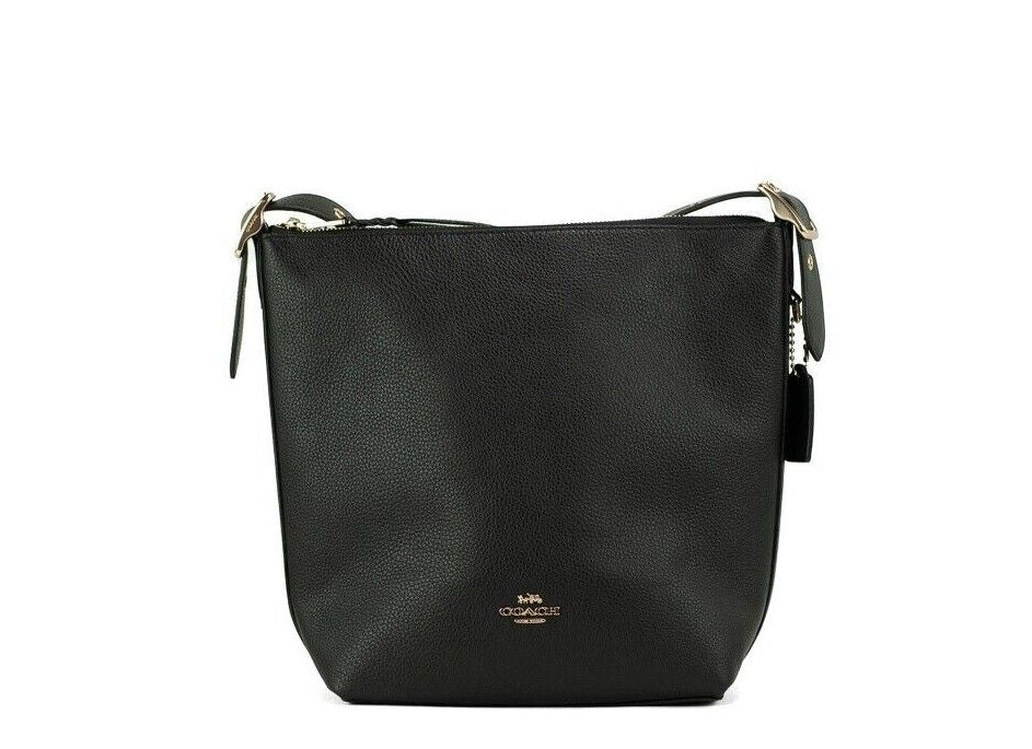 Val Black Pebbled Leather Duffle Shoulder Handbag Purse Bag