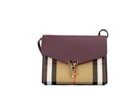 Macken Small Mahogany Red House Check Derby Leather Crossbody Bag Purse
