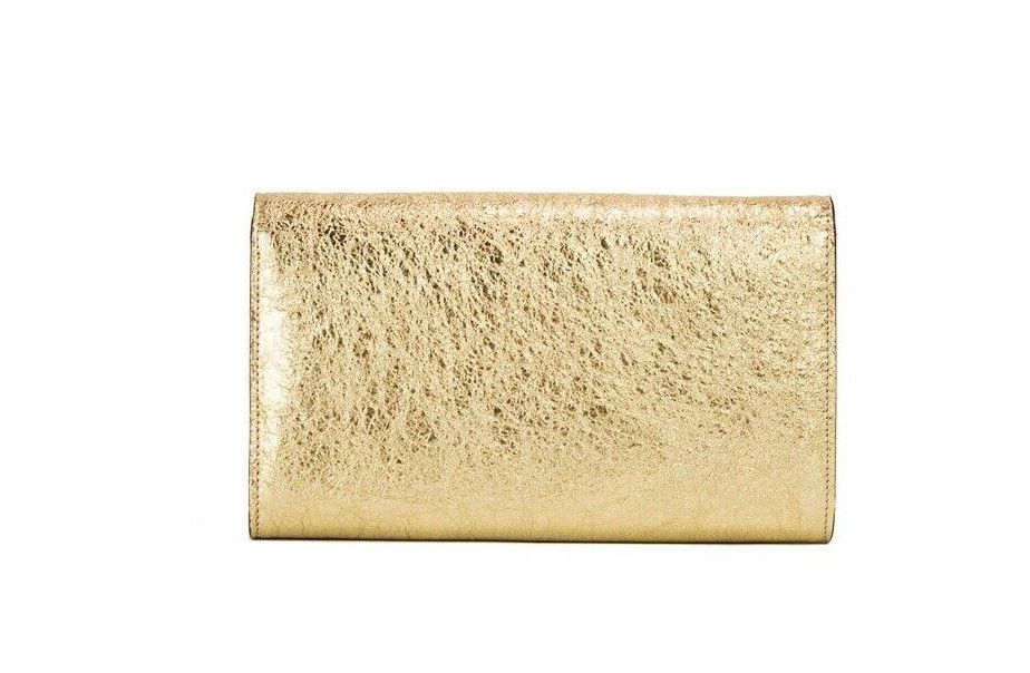 Small Metallic Gold Lamb Leather Medusa Clutch Crossbody Wallet Purse