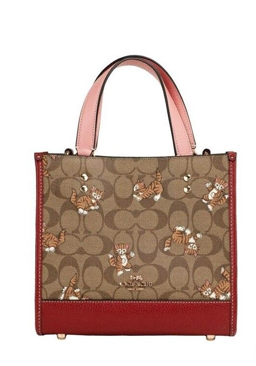 Dempsey 22 Small Kitten Signature Coated Canvas Carryall Tote Bag Brown