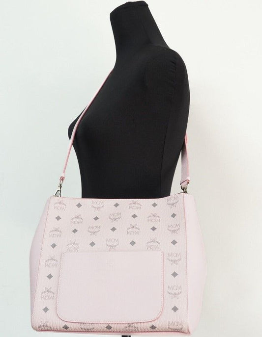 Aren Medium Visetos Powder Pink Leather Hobo Shoulder Crossbody Handbag