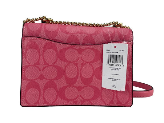 (C9946) Klare Small Pink Lemonade Signature Coated Canvas Crossbody Bag