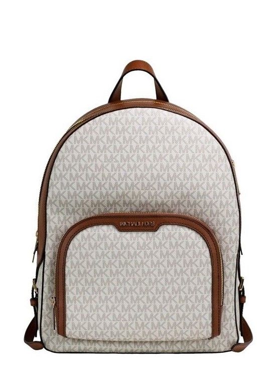 Jaycee Large Vanilla PVC Leather Zip Pocket Backpack Bag Bookbag