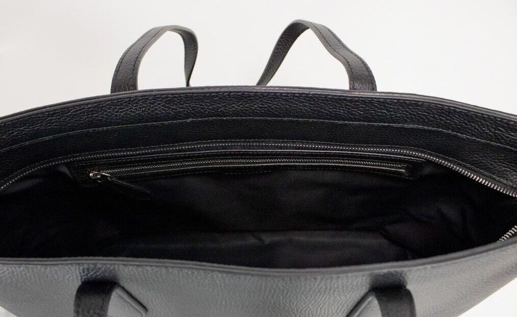 Ardwell Medium Black Logo Branded Pebble Leather Shoulder Tote Handbag