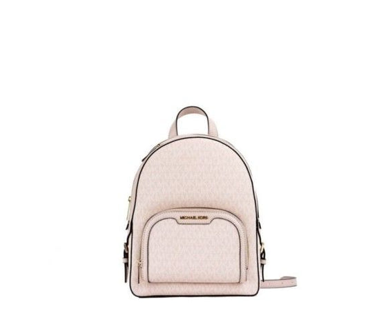 Jaycee Medium Powder Blush Signature PVC Zip Pocket Backpack Bag