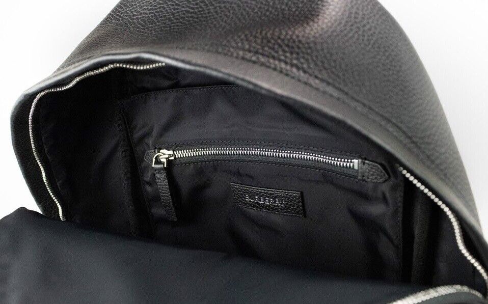 Abbeydale Branded Black Pebbled Leather Backpack Shoulder Bookbag