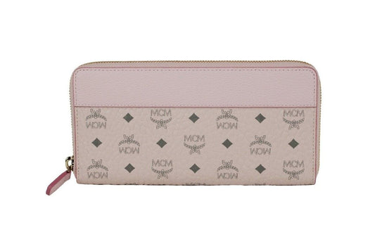 Aren Large Pink Visetos Leather Multifunctional Zip Around Clutch Wallet