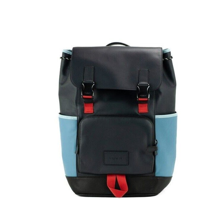 Large Midnight Colorblock Smooth Leather Track Backpack Book Bag
