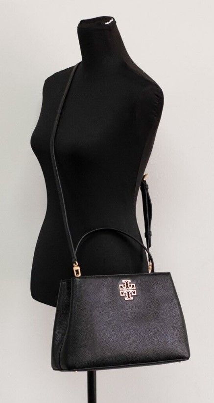 Britten Small Black Pebbled Leather Satchel Crossbody Bag