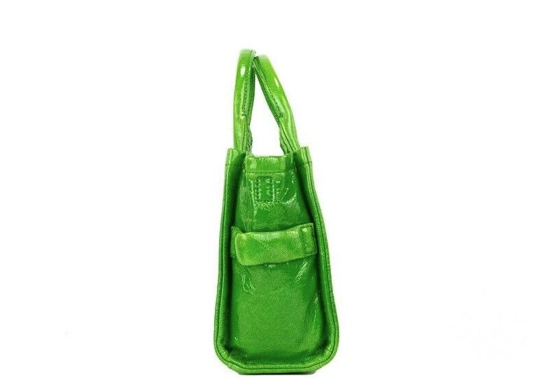 The Shiny Crinkle Mini Tote Fern Green Leather Crossbody Handbag
