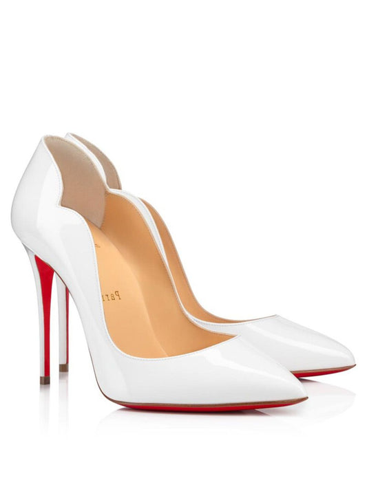Sophisticated White Leather Pumps with Iconic Red Sole