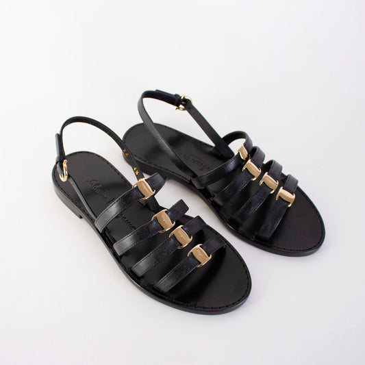 Black Leather Galilee Sandals