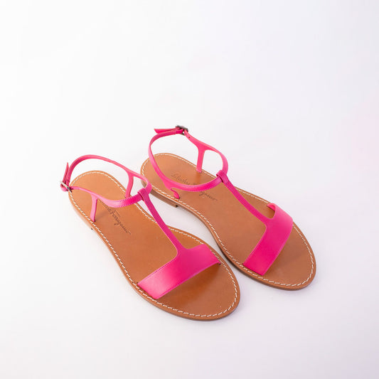 Chic Fuchsia Leather Sandals