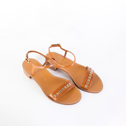 Elegant Tremiti Leather Sandals in Brown