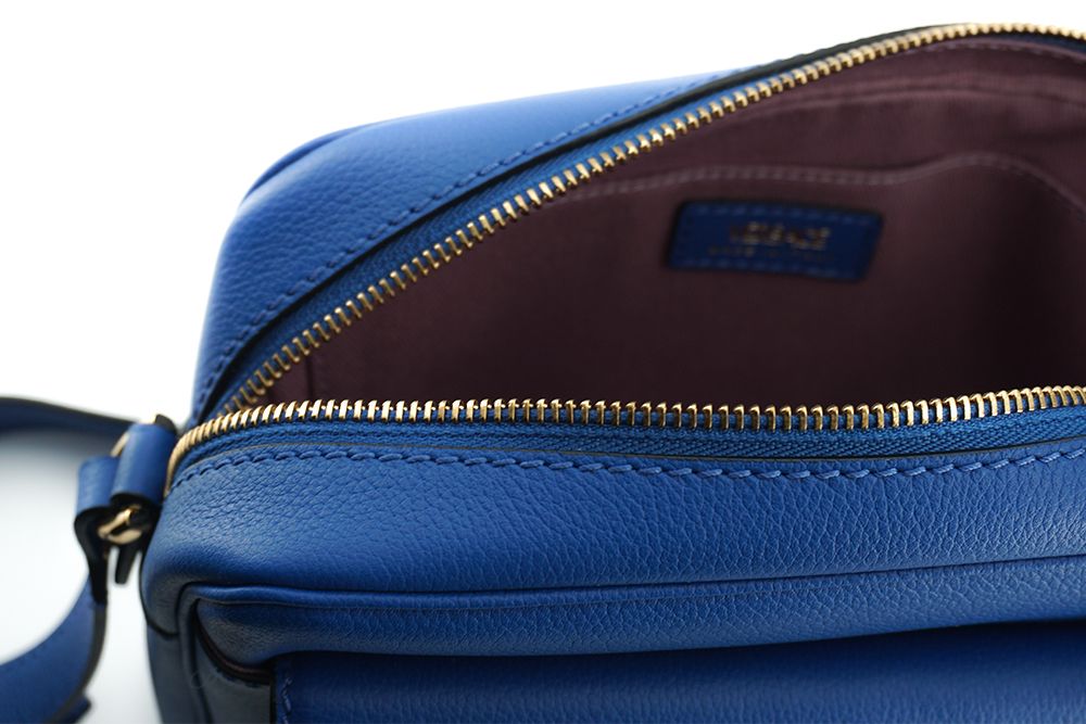 Blue Calf Leather Camera Shoulder Bag