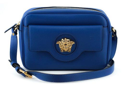 Elegant Blue Calf Leather Camera Case Bag