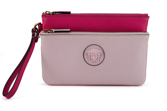 Pink Calf Leather Pouch Bag