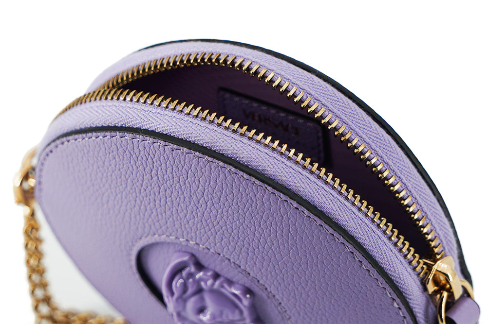 Elegant Round Mini Shoulder Bag in Lustrous Purple