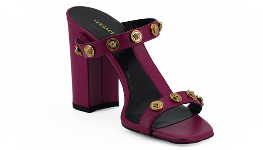 Purple Calf Leather High Heel Sandals