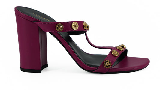 Elegant Purple Calf Leather High Sandals