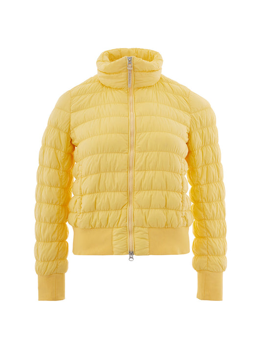 Chic Yellow Quilted Bomber Jacket