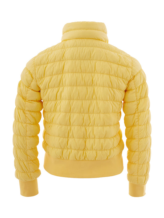 Chic Yellow Quilted Bomber Jacket