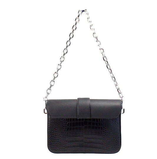 Carmen Medium Black Animal Print Embossed Leather Convertible Bag
