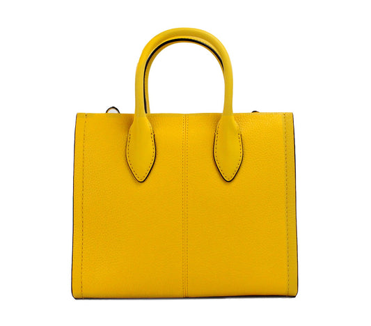 Mirella Small Jasmine Yellow Leather Top Zip Shopper Tote Bag