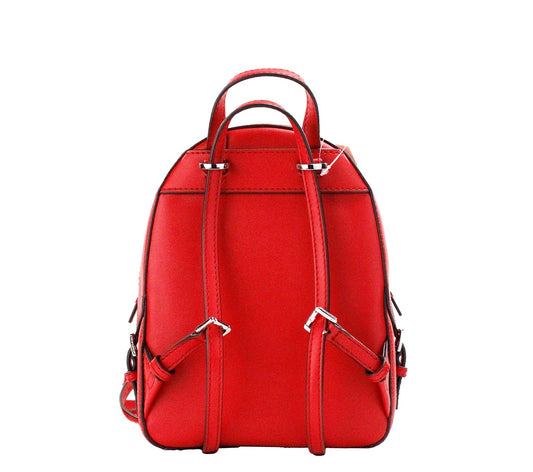 Jaycee Mini XS Bright Red Pebbled Leather Zip Pocket Backpack Bag