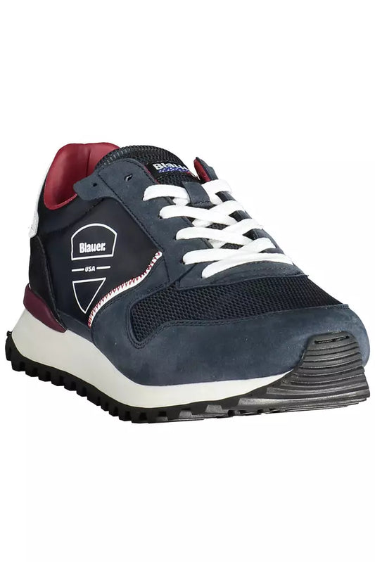 Sleek Blue Sports Sneakers with Logo Detail