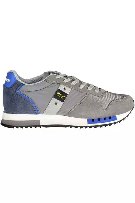 Elegant Gray Sports Sneakers with Contrasting Accents