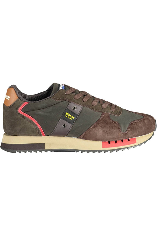 Brown Polyester Sneakers with Contrasting Details
