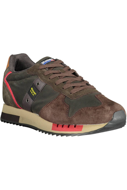Brown Polyester Sneakers with Contrasting Details