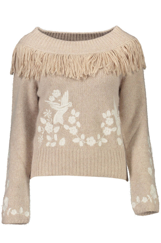 Chic Beige High Collar Wool Sweater