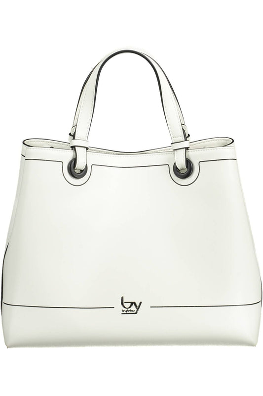 Elegant White Two-Compartment Handbag