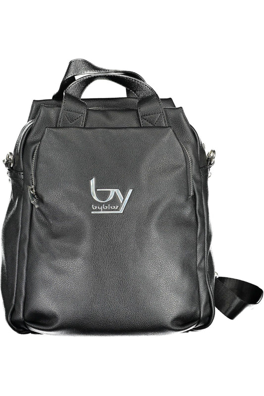 Elegant Black Polyurethane Backpack