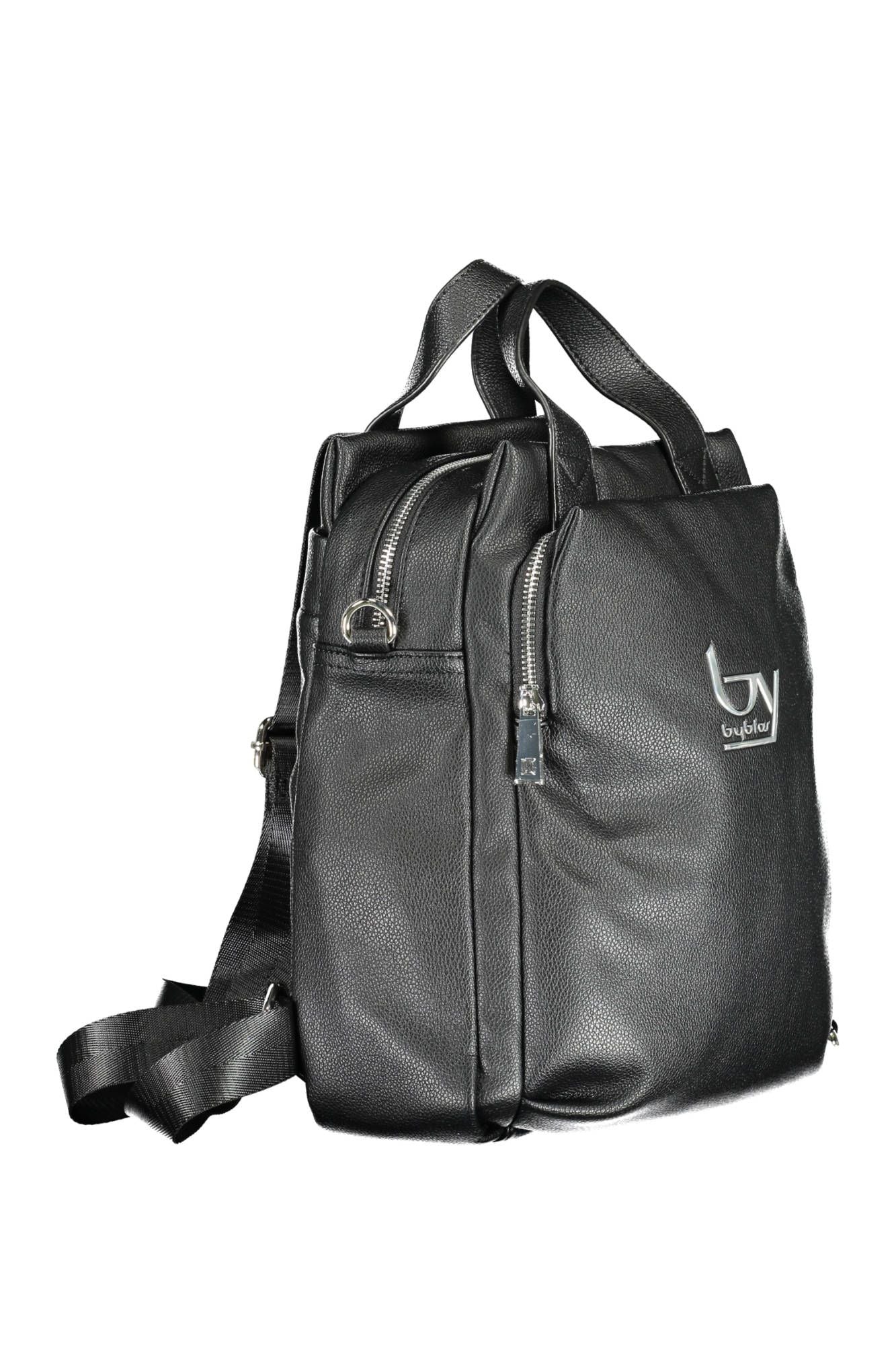 Elegant Black Polyurethane Backpack