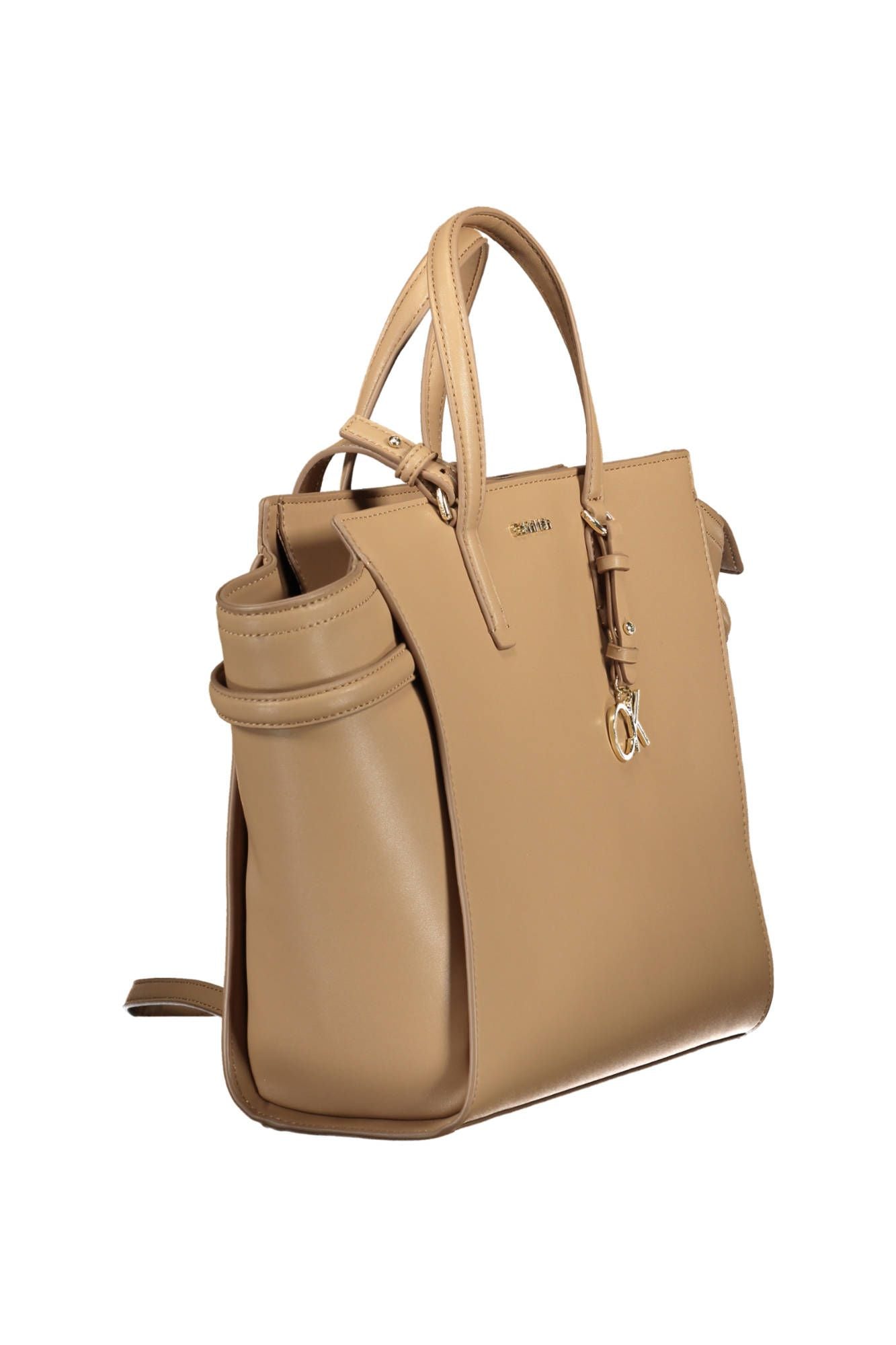 Chic Beige Handbag with Contrasting Details