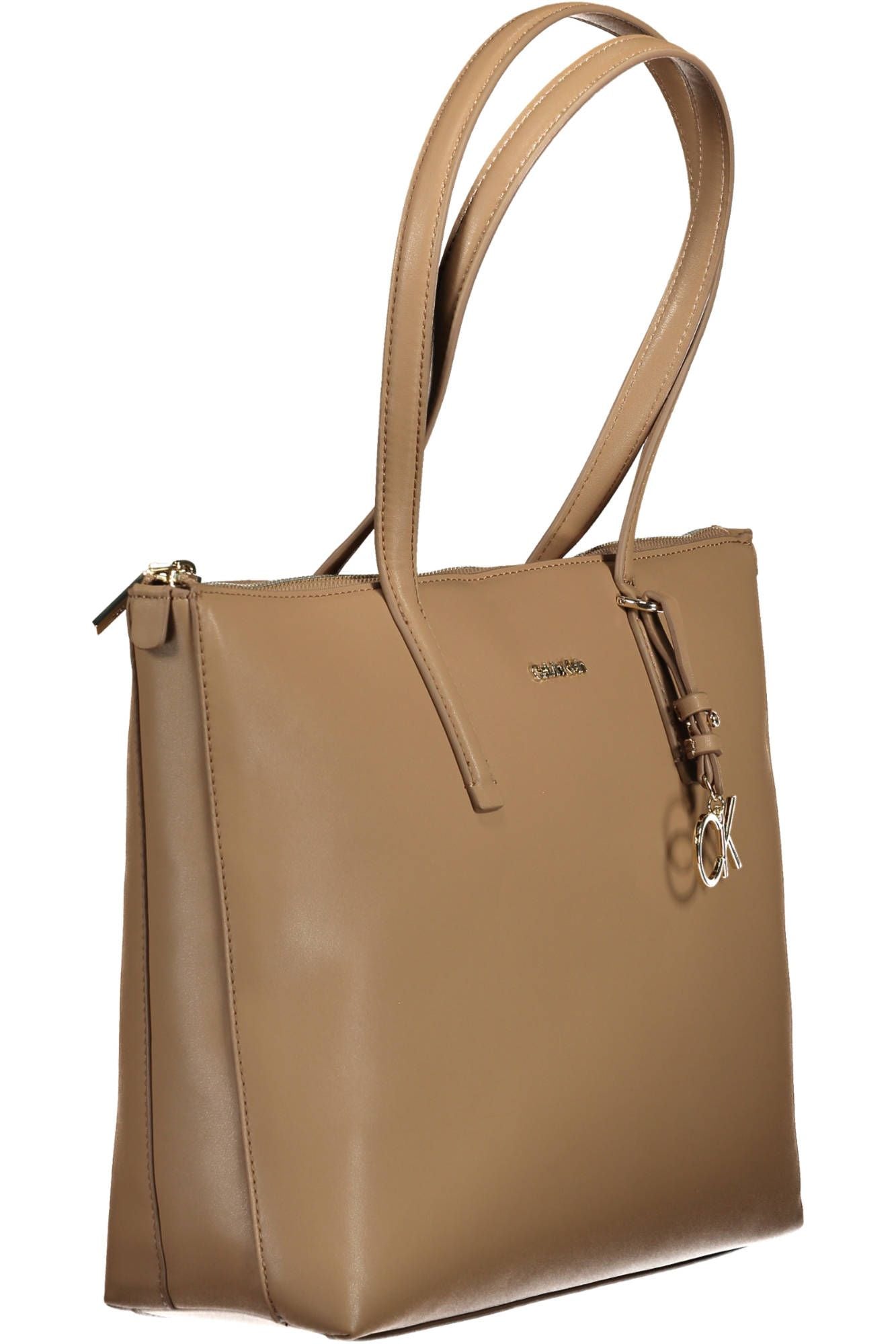 Elegant Beige Shoulder Bag with Chic Logo Detail