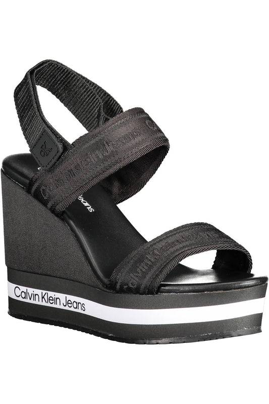 Elevated Elegance Black Wedge Sandals