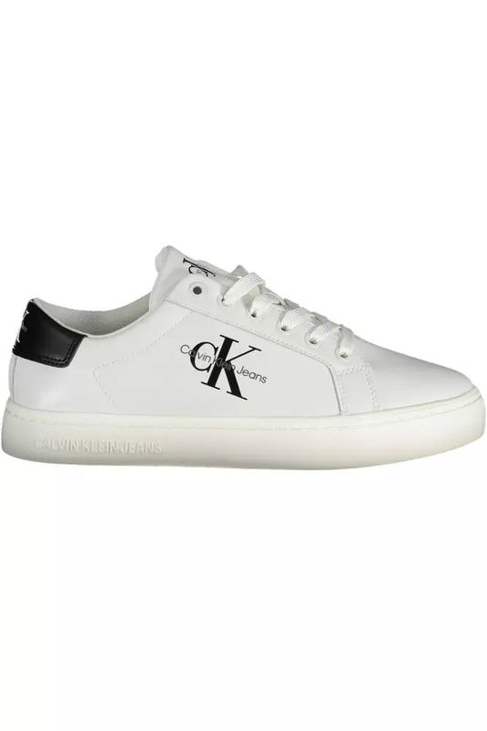 Chic White Lace-Up Sneakers with Contrasting Details