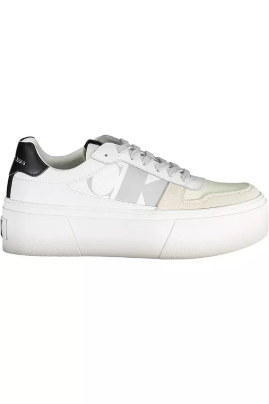 Sleek White Platform Sneakers with Contrast Details