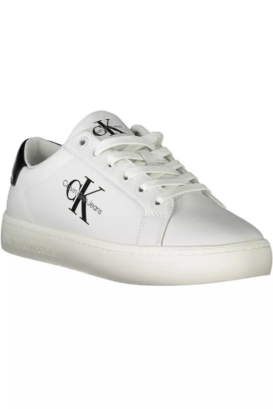 Chic White Lace-Up Sneakers with Contrasting Details