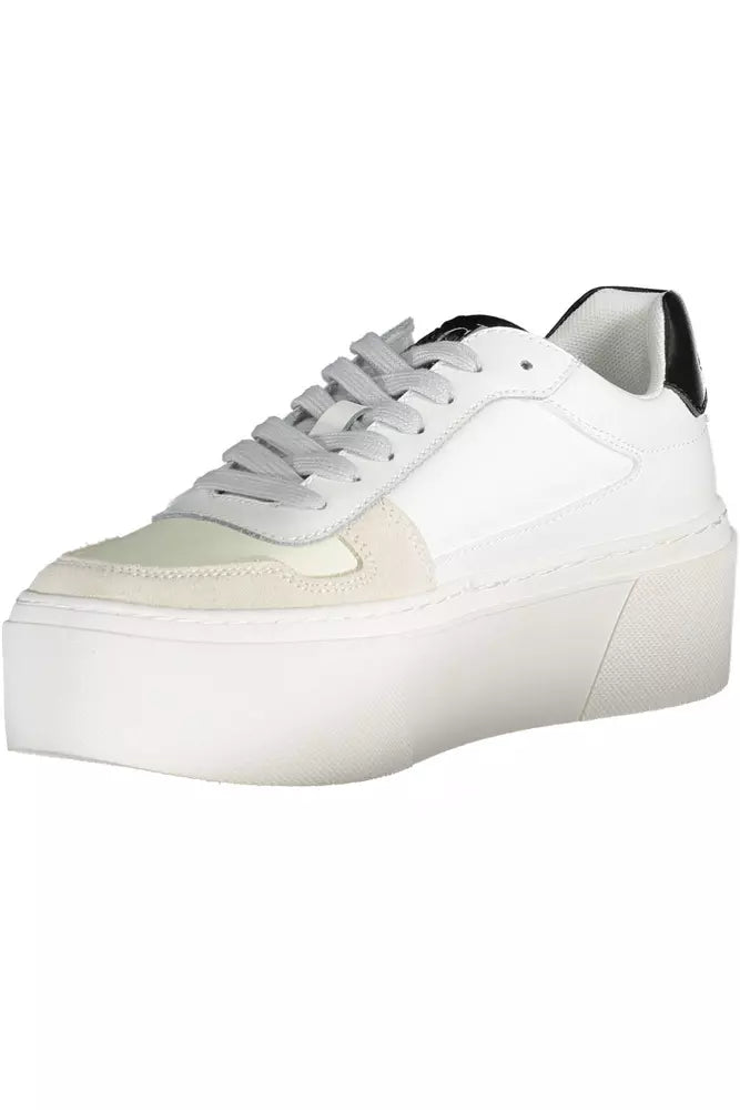 Sleek White Platform Sneakers with Contrast Details