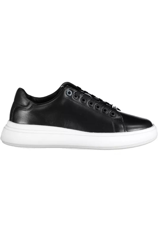 Sleek Black Contrasting Lace-Up Sneakers