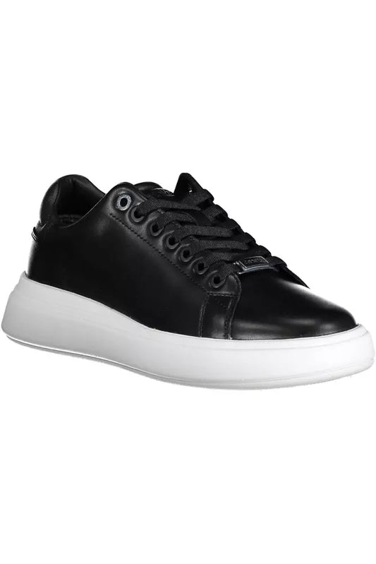 Sleek Black Contrasting Lace-Up Sneakers