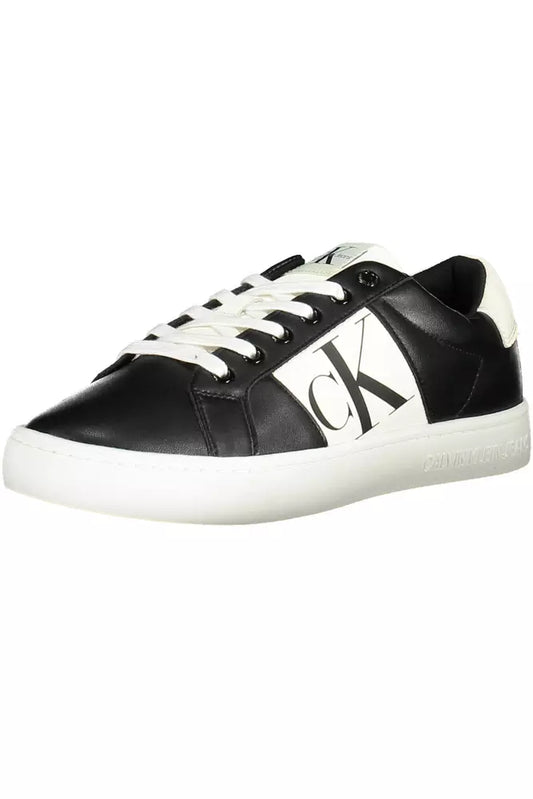 Sleek Black Lace-Up Sneakers with Logo Detail